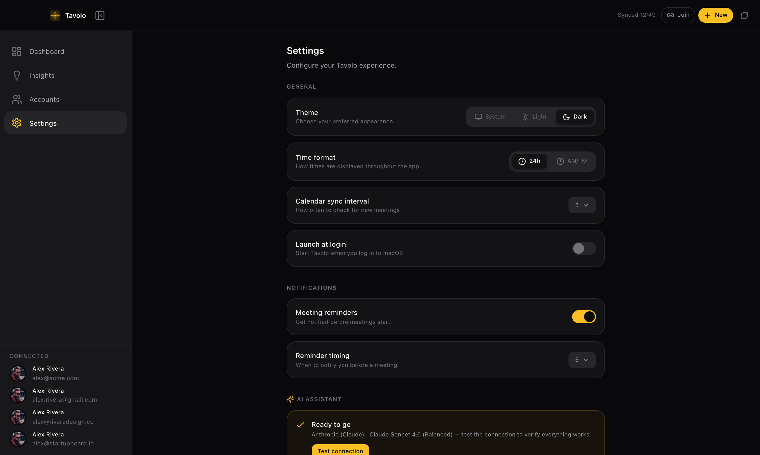 App settings and AI configuration
